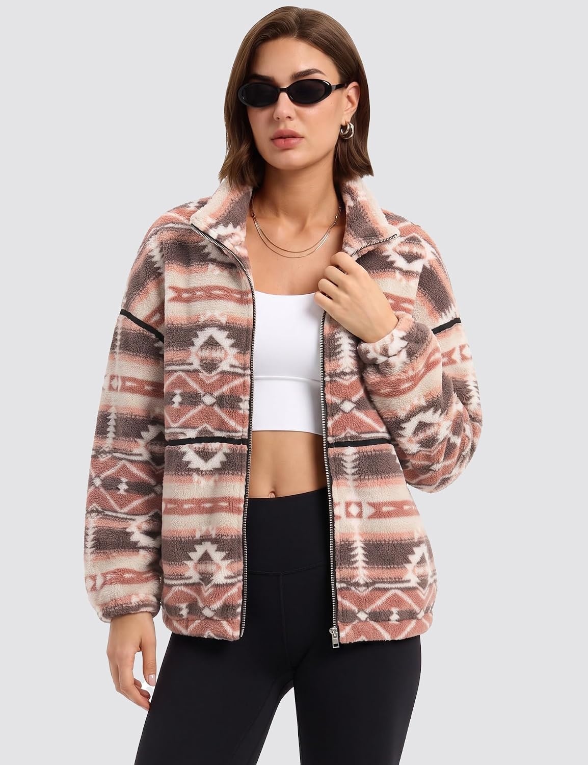 image:imageRapbin Womens Sherpa Fleece Jacket Zip Up Winter CoatsBohemian Print