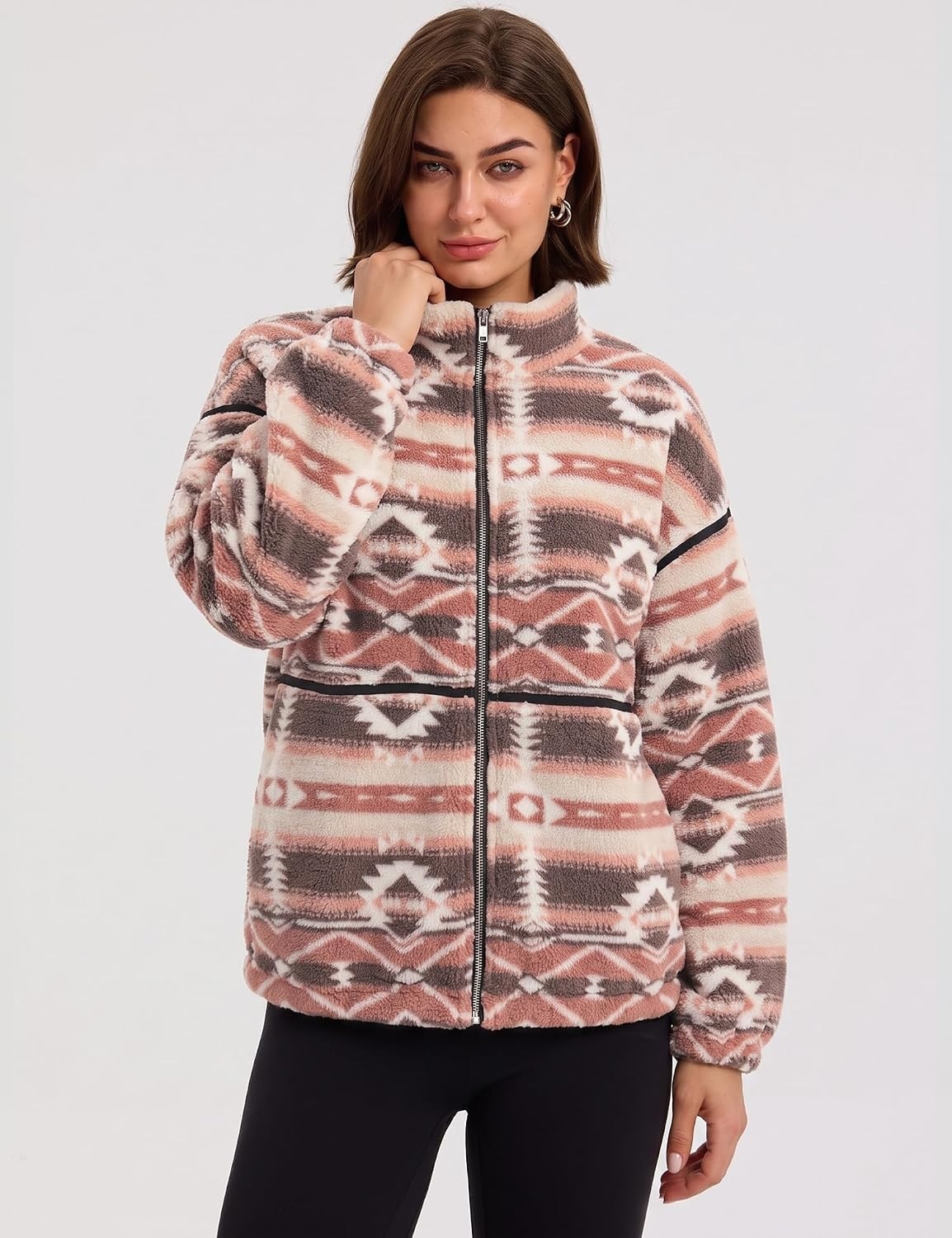 image:imageRapbin Womens Sherpa Fleece Jacket Zip Up Winter CoatsBohemian Print