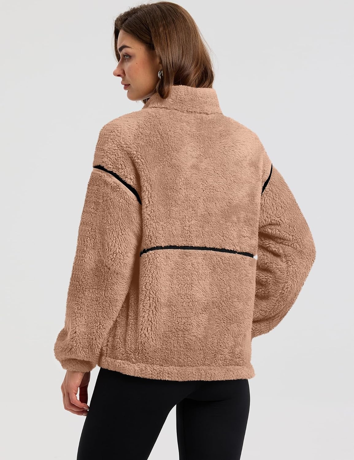 image:imageRapbin Womens Sherpa Fleece Jacket Zip Up Winter CoatsKhaki