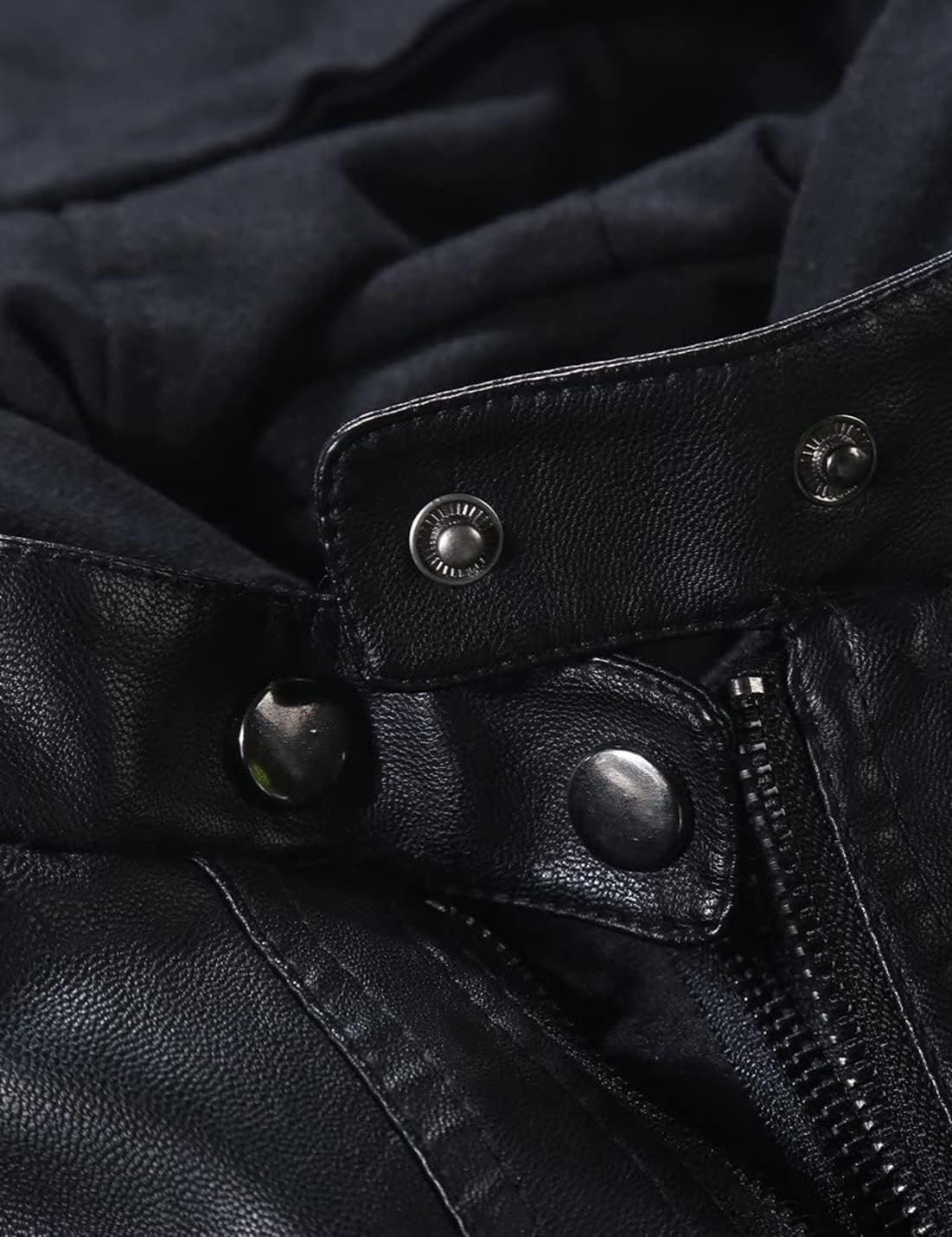image:imageSpringrain Womens Faux Leather Jacket Moto Biker Coat for Fall and WinterBlack