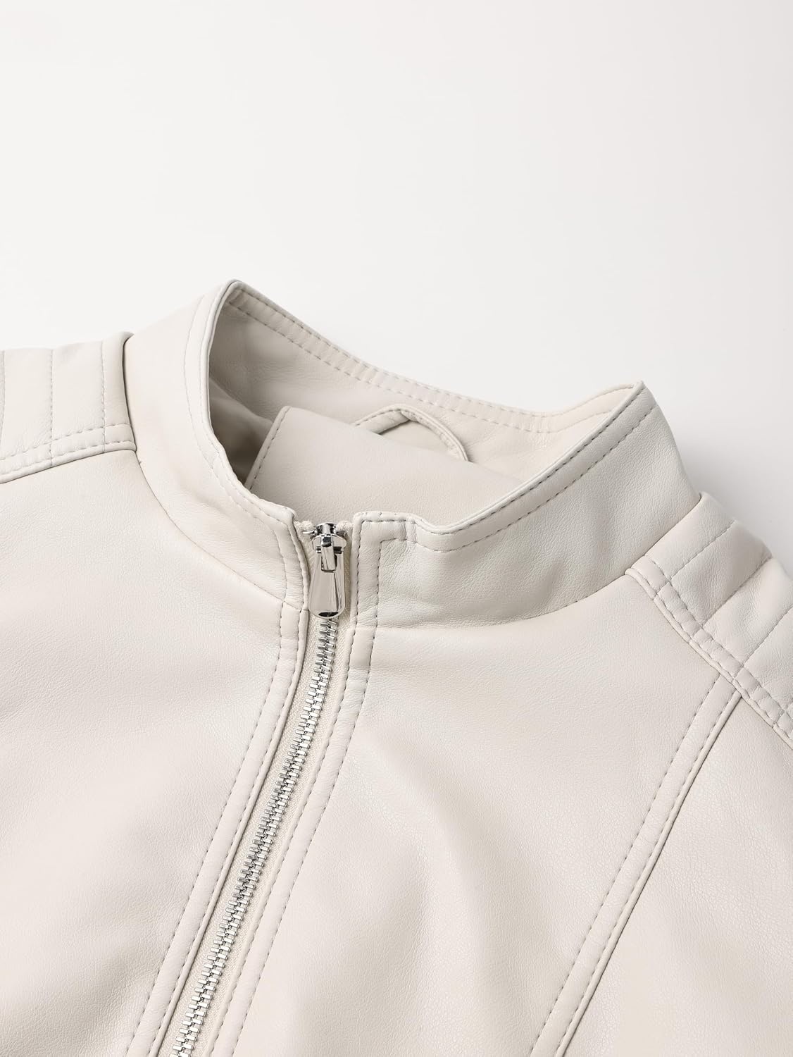 image:imageWomens Plus Size Faux Leather Zip Up Moto Jacket Fashion Coats 1X5XBeige