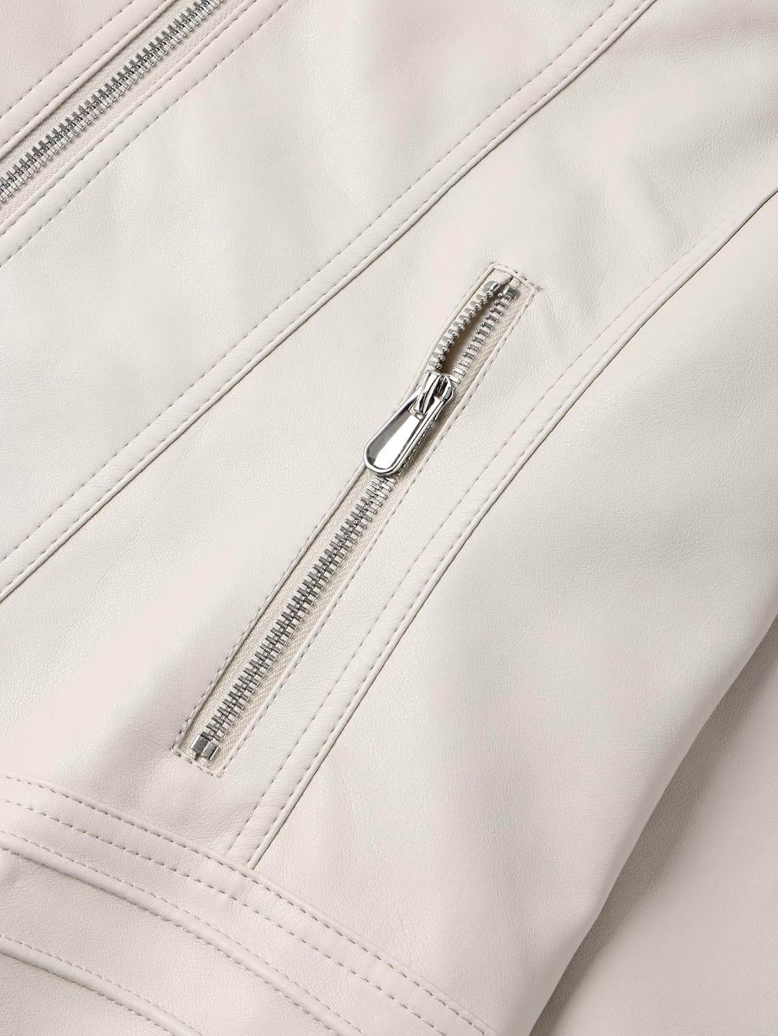 image:imageWomens Plus Size Faux Leather Zip Up Moto Jacket Fashion Coats 1X5XBeige