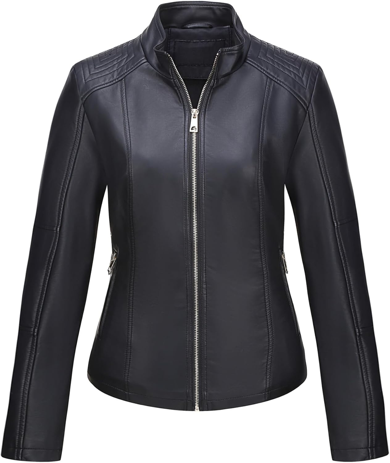 image:imageWomens Plus Size Faux Leather Zip Up Moto Jacket Fashion Coats 1X5XLight Black