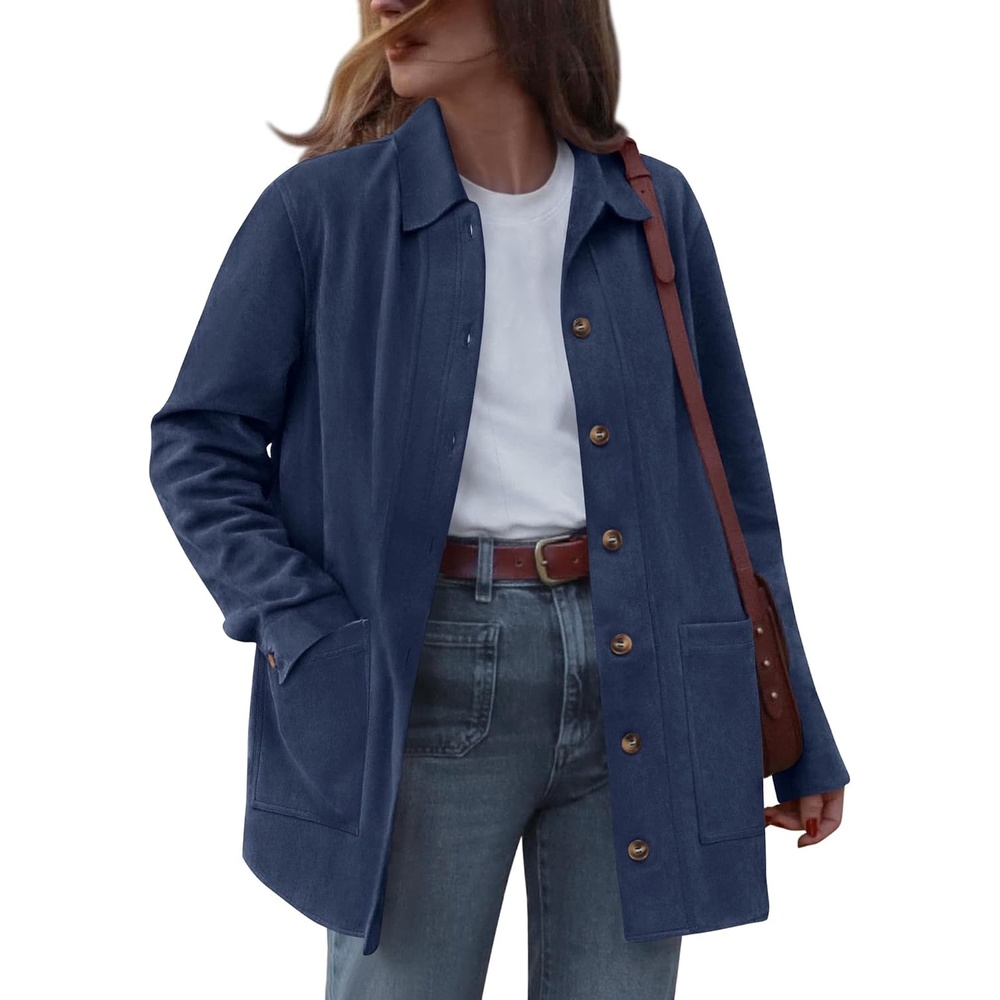 image:imageBTFBM Fall Fashion Faux Suede Jacket Women Winter ClothingNavy Blue