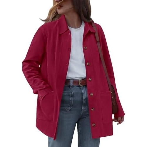 image:imageBTFBM Fall Fashion Faux Suede Jacket Women Winter ClothingRed
