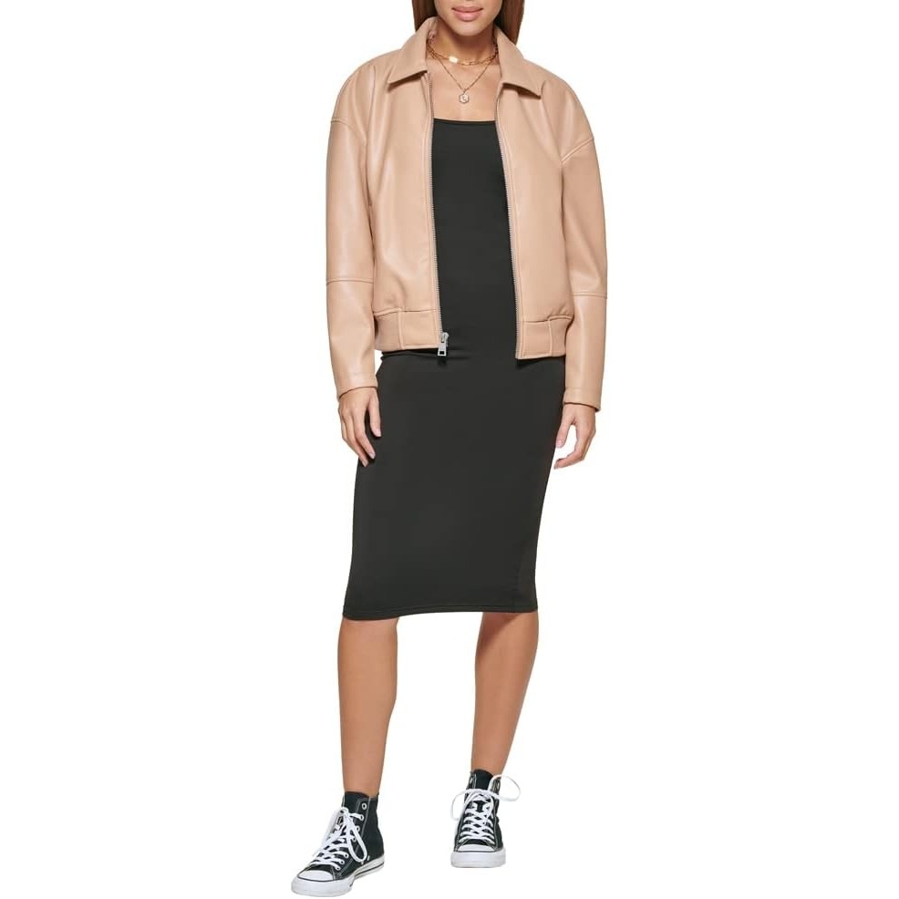 image:imageLevis Womens Faux Leather Bomber With Laydown CollarBiscotti