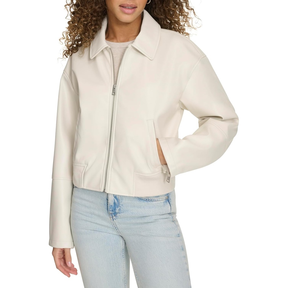 image:imageLevis Womens Faux Leather Bomber With Laydown CollarOyster