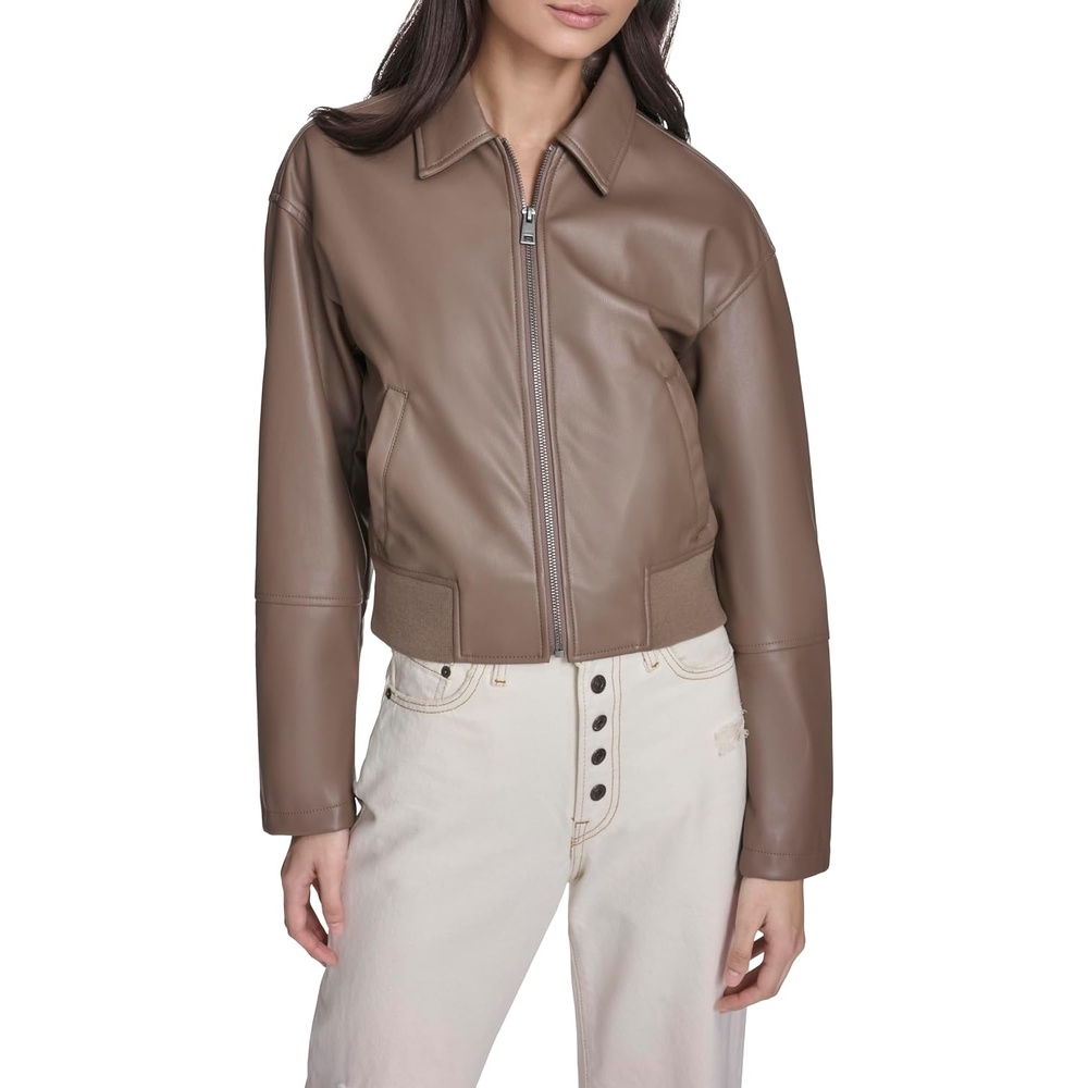image:imageLevis Womens Faux Leather Bomber With Laydown CollarPine Bark