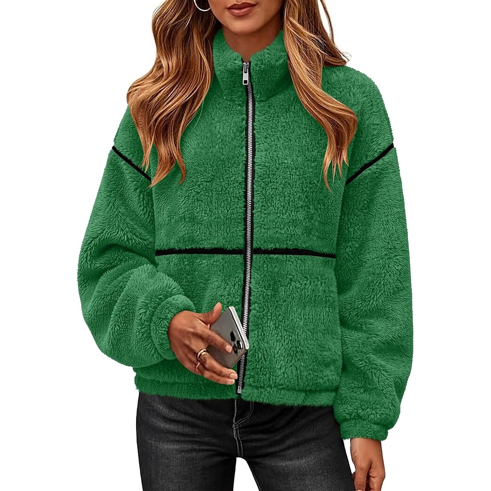 image:imageRapbin Womens Sherpa Fleece Jacket Zip Up Winter CoatsGreen