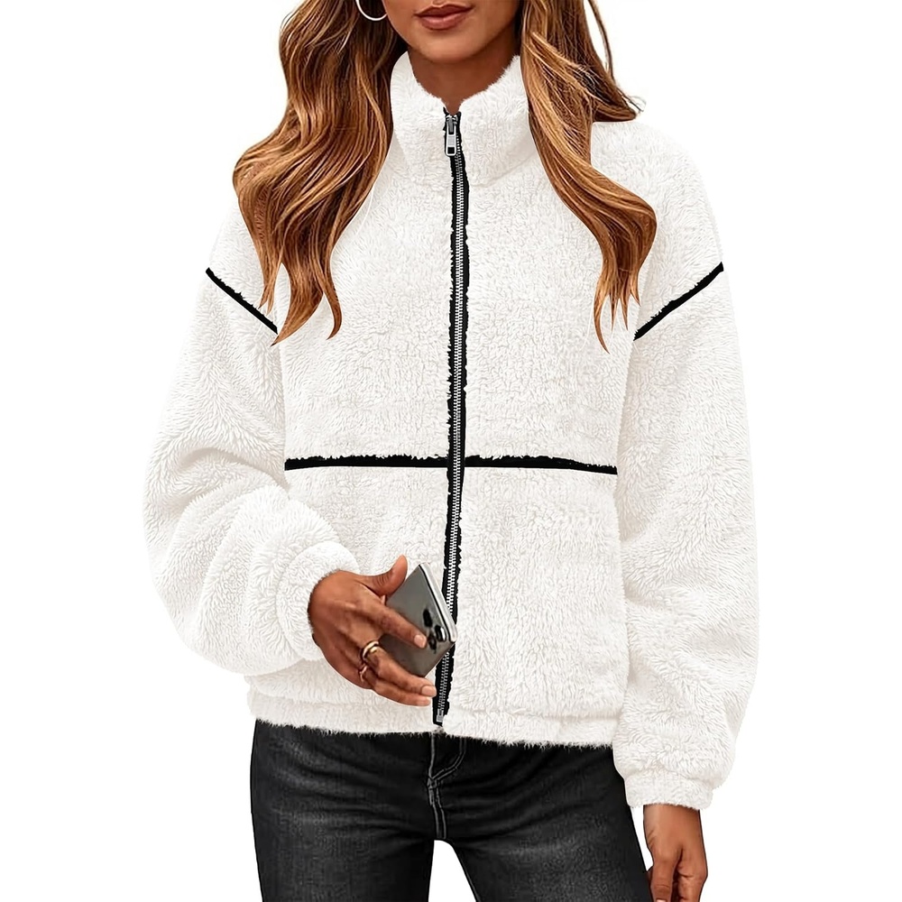 image:imageRapbin Womens Sherpa Fleece Jacket Zip Up Winter CoatsWhite