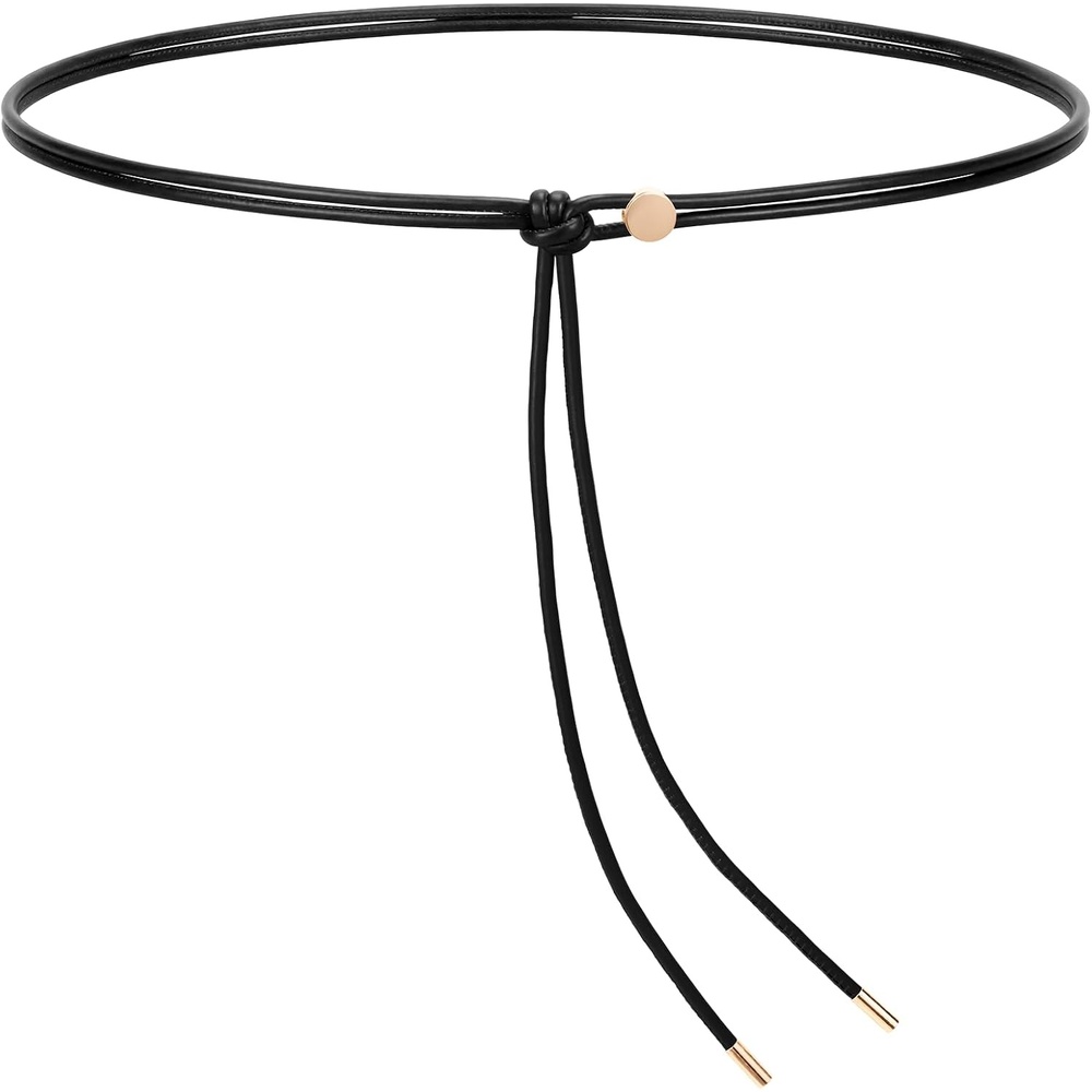 image:imageSANSTHS Knotted Waist Belt for Women Rope Thin Belts for Dresses Pants and CoatsBlackwith Gold Buckle