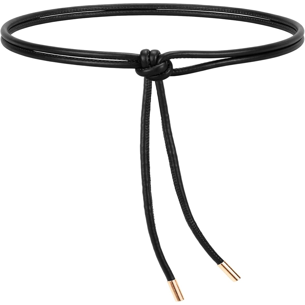 image:imageSANSTHS Knotted Waist Belt for Women Rope Thin Belts for Dresses Pants and CoatsBlackwith Golden Pendant