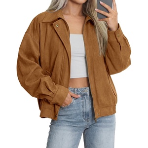 BTFBM Faux Suede Jacket Women Oversized Long Sleeve Leather Bomber Coats(Camel)