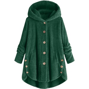 Beessbest Women Fleece Jacket Button Down Sherpa Hooded Coat(Green)