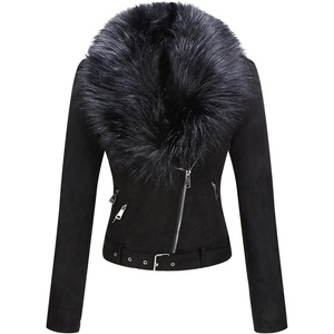 Bellivera Women Faux Suede Jacket Moto Biker Sherpa-Lined Coat(Black)