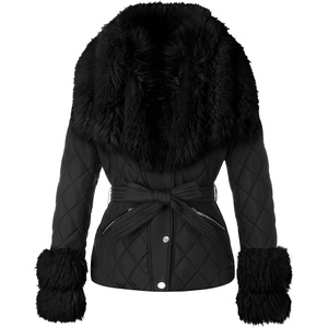 Bellivera Women Faux Suede Jacket Moto Biker Sherpa-Lined Coat(Black Removable Fur Collar)