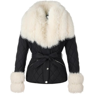Bellivera Women Faux Suede Jacket Moto Biker Sherpa-Lined Coat(White Removable Fur Collar)