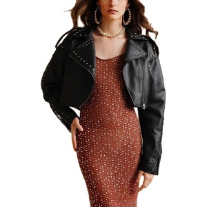Bellivera Women’s Cropped Faux Leather Jacket Bomber PU Moto Coat(Black Cropped Jacket)