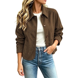 Fall Jackets for Women 2026 Faux Suede Button Up Trendy Coat Dressy Casual(Brown)