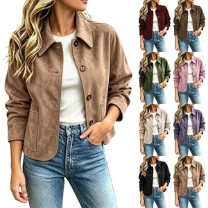 Fall Jackets for Women 2026 Faux Suede Button Up Trendy Coat Dressy Casual(Khaki)