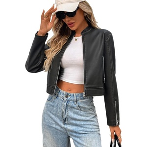 LY VAREY LIN Womens Faux Leather Varsity Jacket Biker Baseball Streetwear Casual Coat(Dark Green)