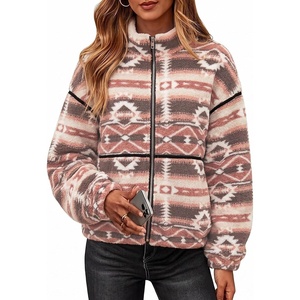 Rapbin Womens Sherpa Fleece Jacket Zip Up Winter Coats(Bohemian Print)