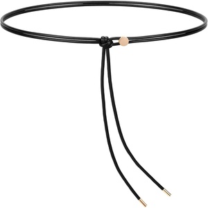 SANSTHS Knotted Waist Belt for Women, Rope Thin Belts for Dresses Pants and Coats(Black(with Gold Buckle))