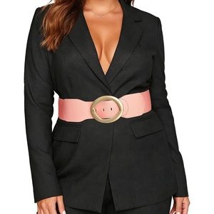 SUOSDEY Women Wide Stretchy Waist Belts for Dresses Fashion Oval Buckle Thick Elastic Belt 3″ Width(Pink)