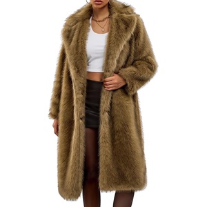 Yimoon Womens Faux Fur Coat Long Fluffy Lapel Furry Jacket Winter Warm Coat(Lightbrown)