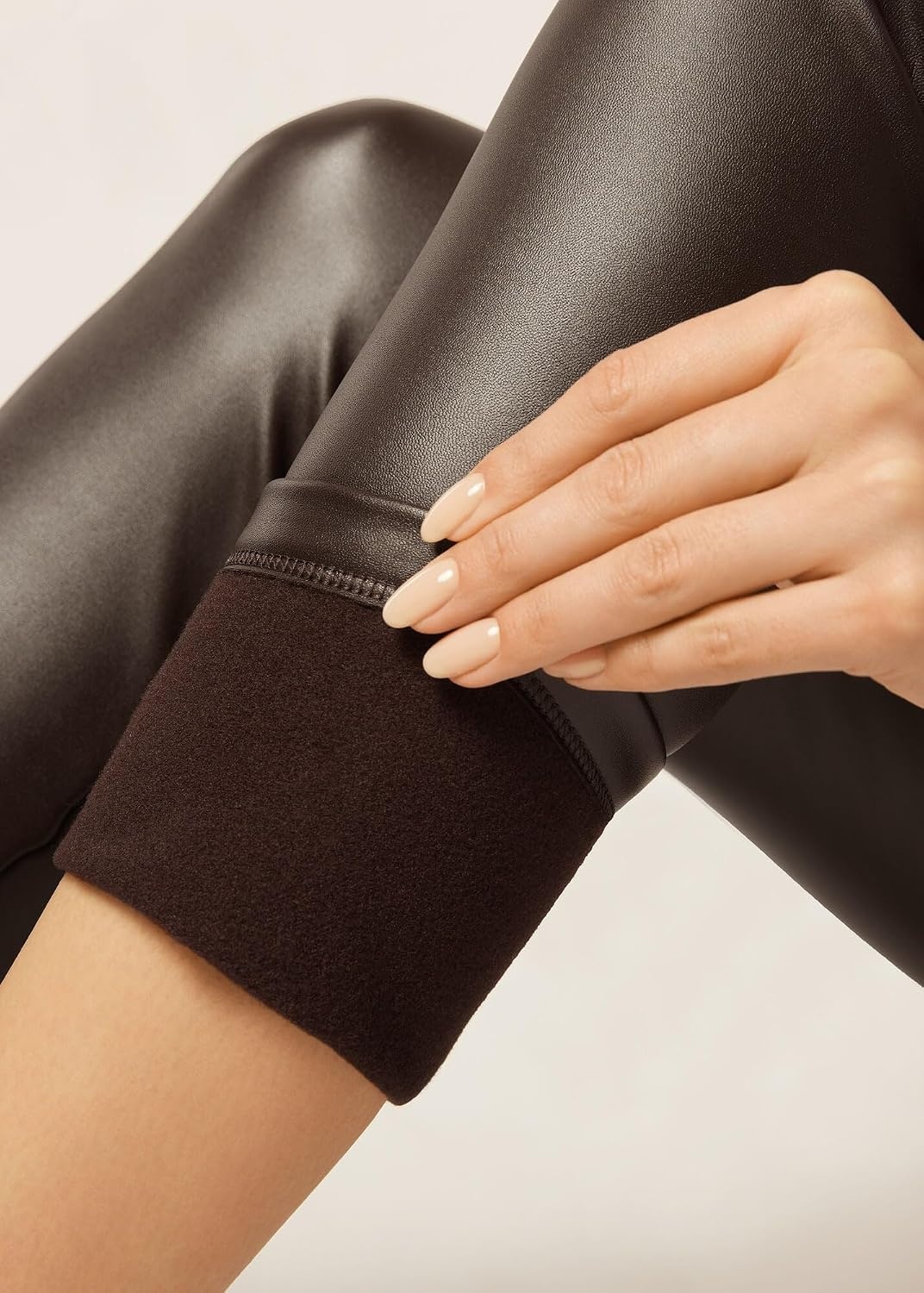 image:imageCALZEDONIA Faux Leather Thermal LeggingsBrown Brown