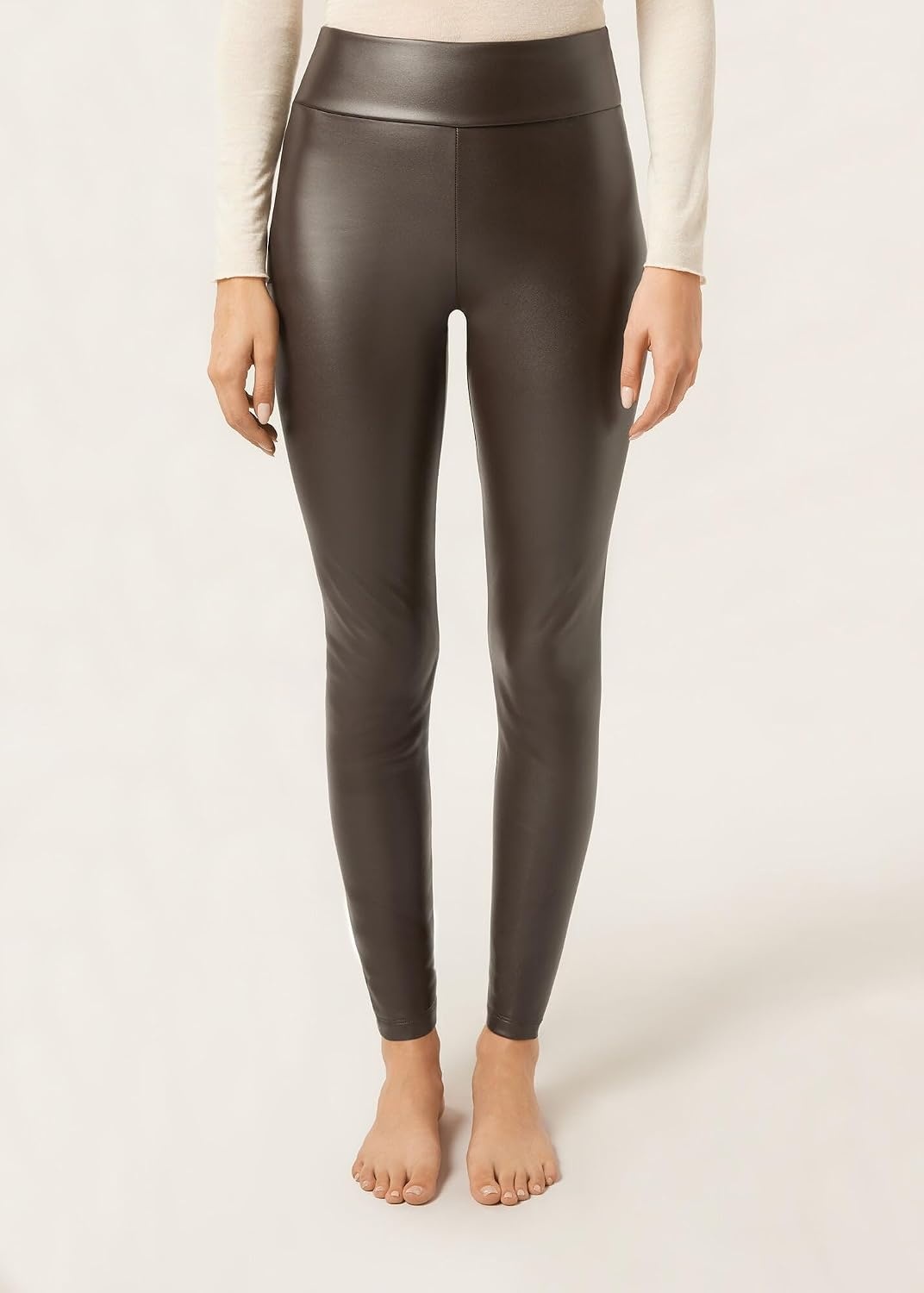 image:imageCALZEDONIA Faux Leather Thermal LeggingsBrown Brown