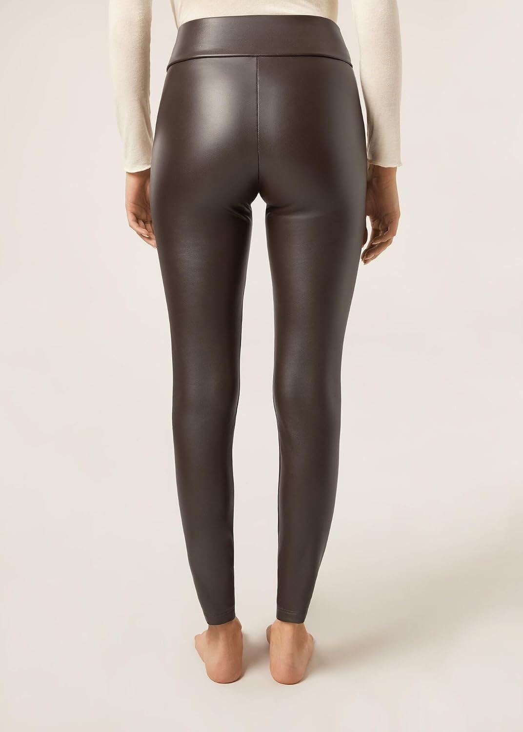 image:imageCALZEDONIA Faux Leather Thermal LeggingsBrown Brown