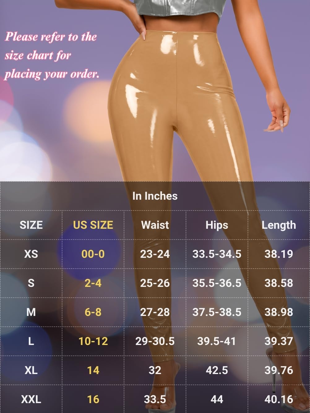 image:imageChiaoLezhee Faux Leather Leggings for Women High Waisted Pleather PantsKhaki
