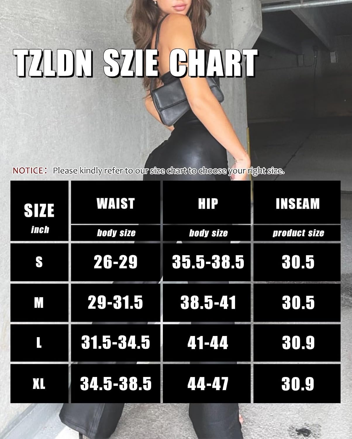 image:imageTZLDN Women High Waisted Faux Leather Flare Pants Bell Bottom Sexy LeggingsBlack