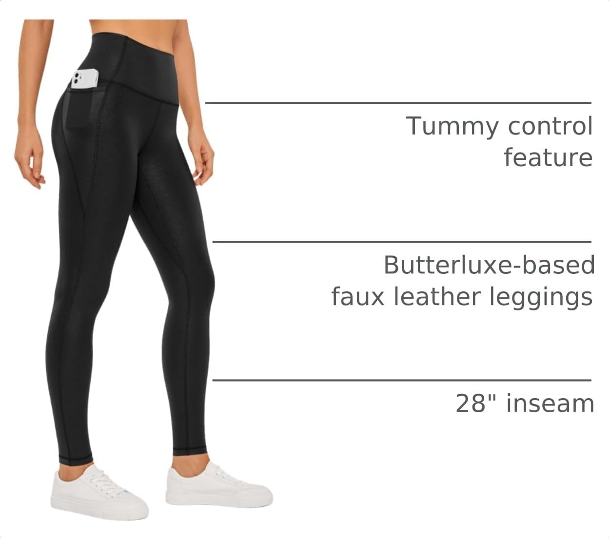 image:imageCRZ YOGA Womens Butterluxe Matte Faux Leather Leggings 28 High Waisted Pockets Buttery Soft LoungeBlack Classic