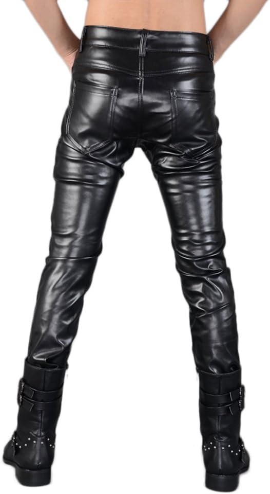 image:imageIdopy Mens Rock Punk Hip Hop Faux Leather Motocycle Pants149 Black