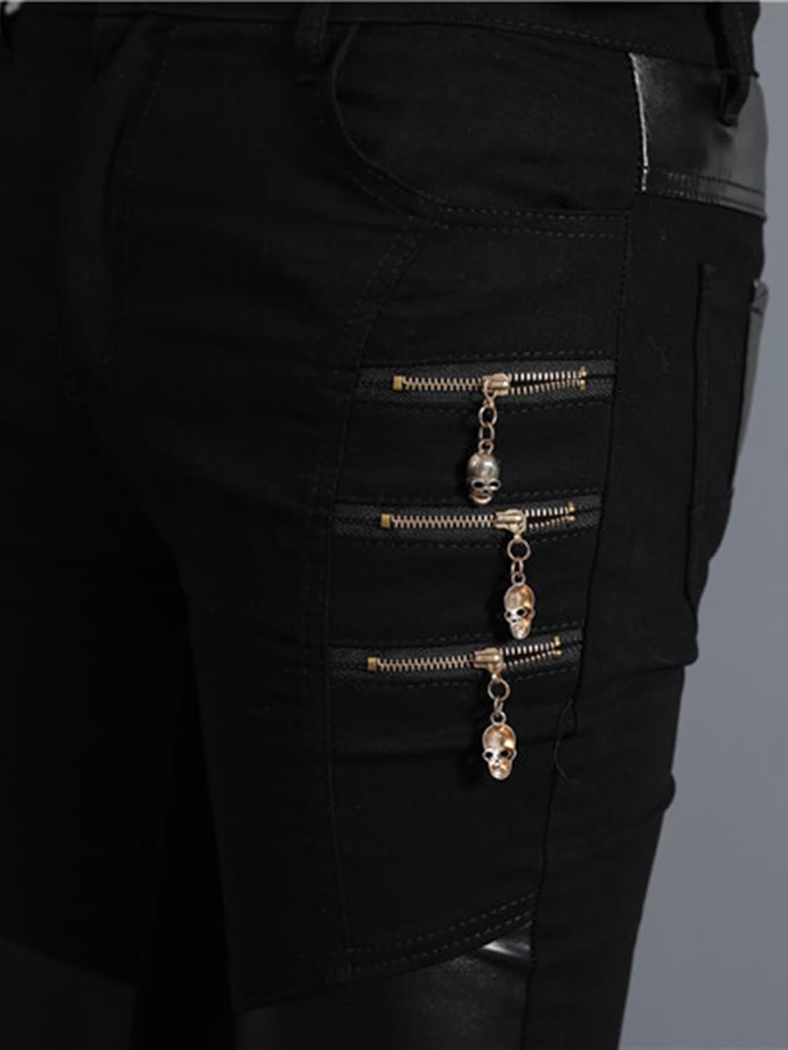 image:imageIdopy Mens Rock Punk Hip Hop Faux Leather Motocycle PantsBlack 2