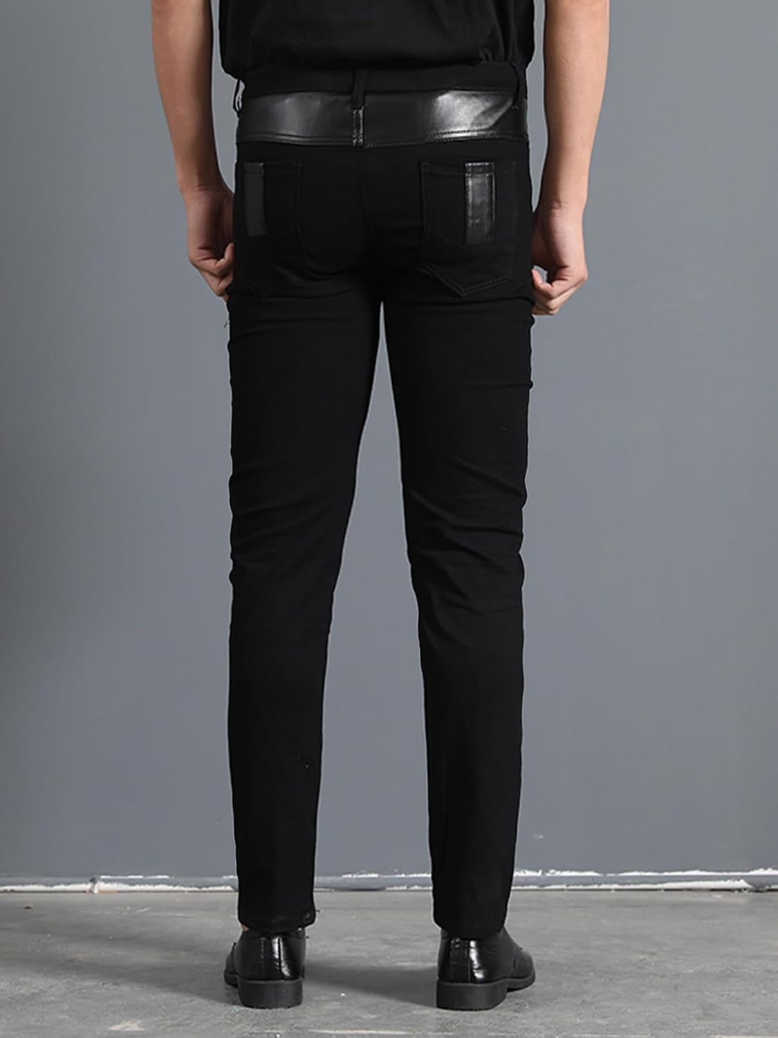image:imageIdopy Mens Rock Punk Hip Hop Faux Leather Motocycle PantsBlack 2