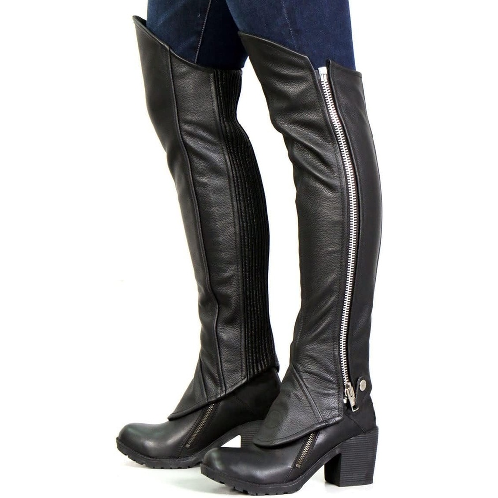 image:imageHot Leathers LCU1002 Womens Black Lambskin Leather Side Zip LeggingsBlack