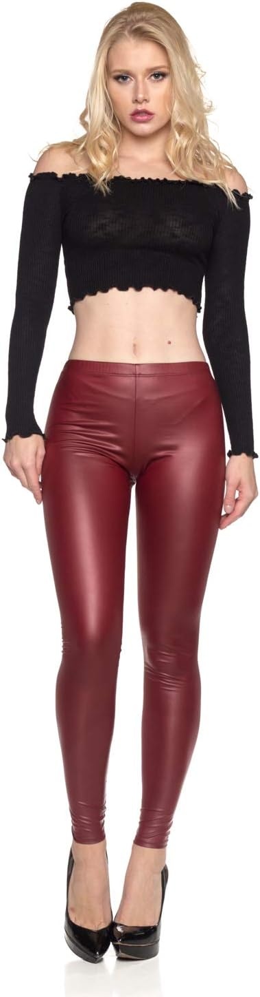 image:imageCemi Ceri Womens Basic Faux Leather LeggingsBurgundy
