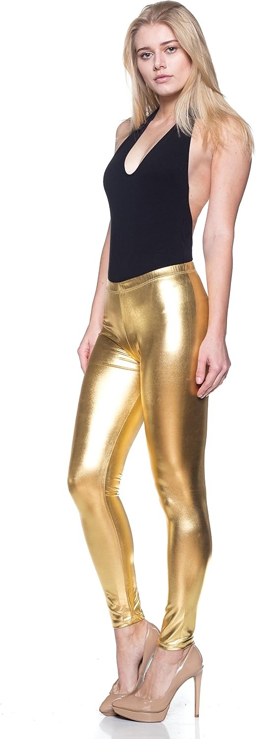 image:imageCemi Ceri Womens Basic Faux Leather LeggingsGold