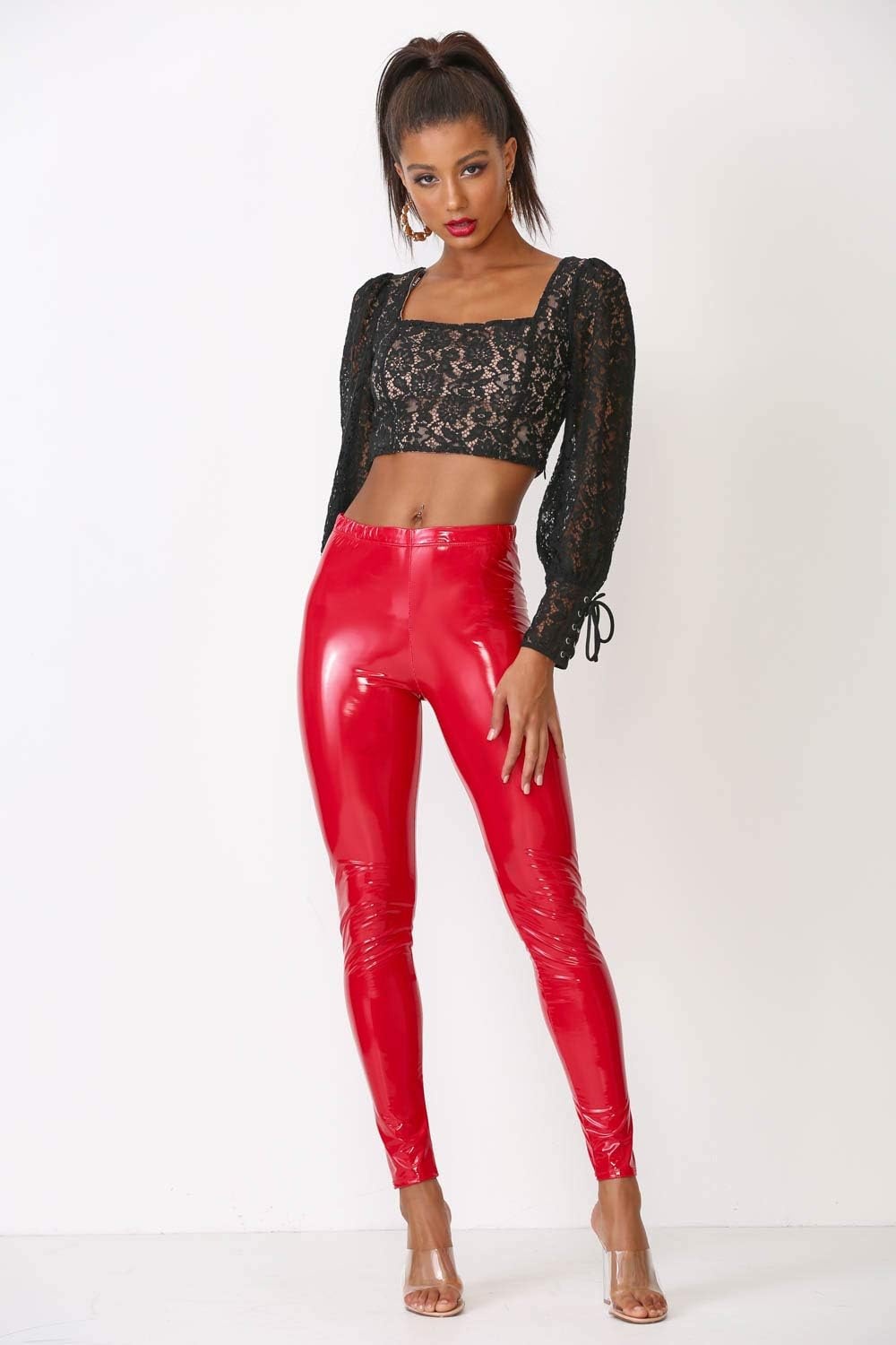 image:imageCemi Ceri Womens Basic Faux Leather LeggingsLatex Red