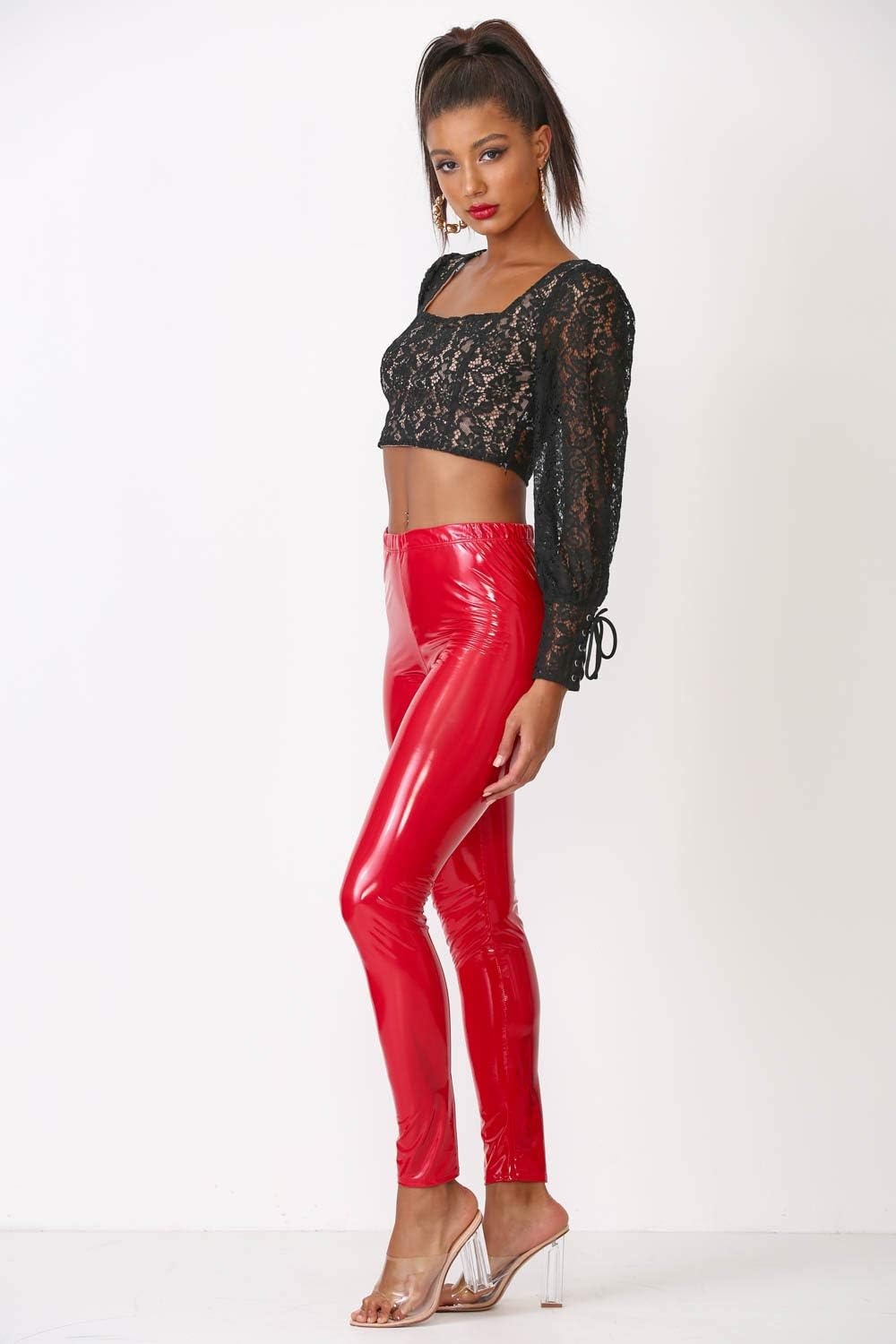 image:imageCemi Ceri Womens Basic Faux Leather LeggingsLatex Red