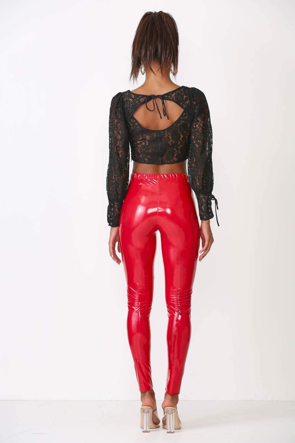 image:imageCemi Ceri Womens Basic Faux Leather LeggingsLatex Red