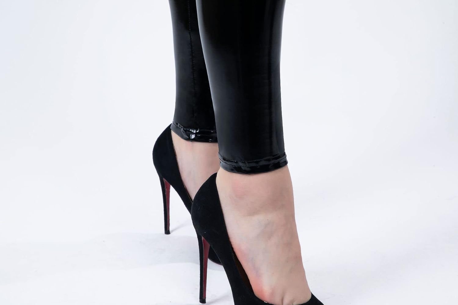image:imageNewL Women Mirror Faux Patent Leather Leggings Wet Look Shiny StretchBlack