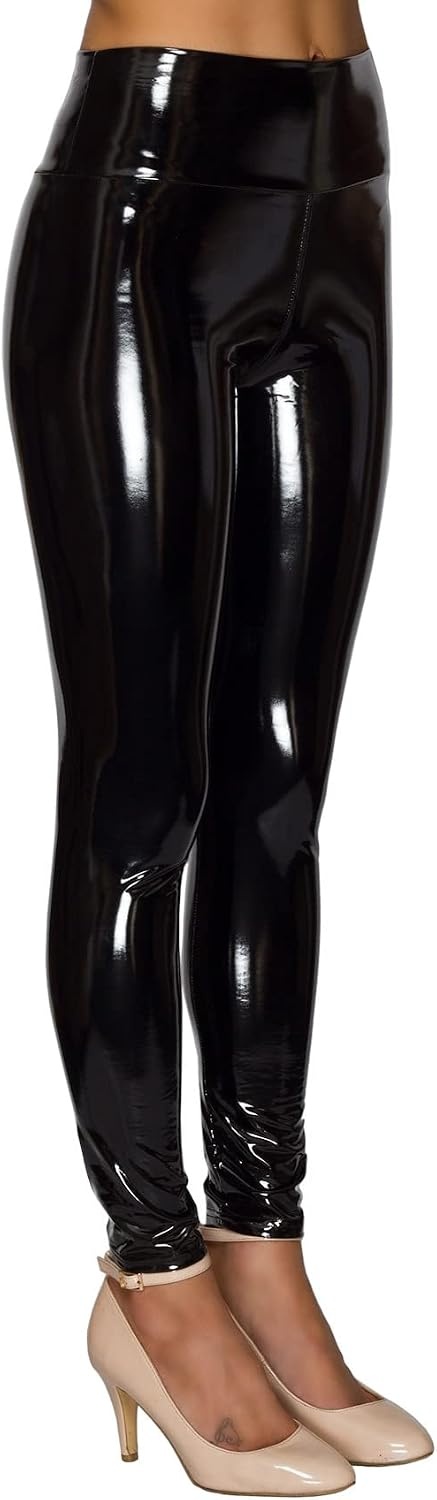 image:imageNewL Women Mirror Faux Patent Leather Leggings Wet Look Shiny StretchBlack