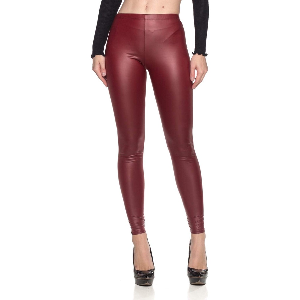 image:imageCemi Ceri Womens Basic Faux Leather LeggingsBurgundy