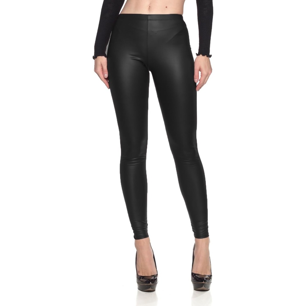 image:imageCemi Ceri Womens Basic Faux Leather LeggingsFleece Black
