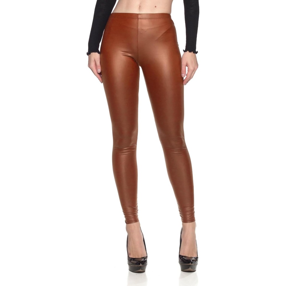 image:imageCemi Ceri Womens Basic Faux Leather LeggingsFleece Camel