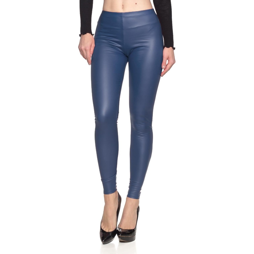image:imageCemi Ceri Womens Basic Faux Leather LeggingsGunmetal Blue
